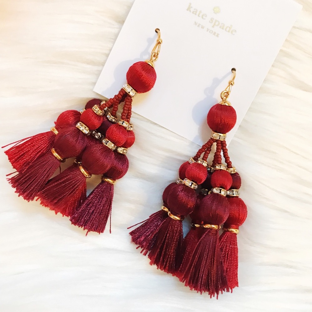 Kate Spade Pretty Poms Tassel Statement Earrings - Picture 2 of 5